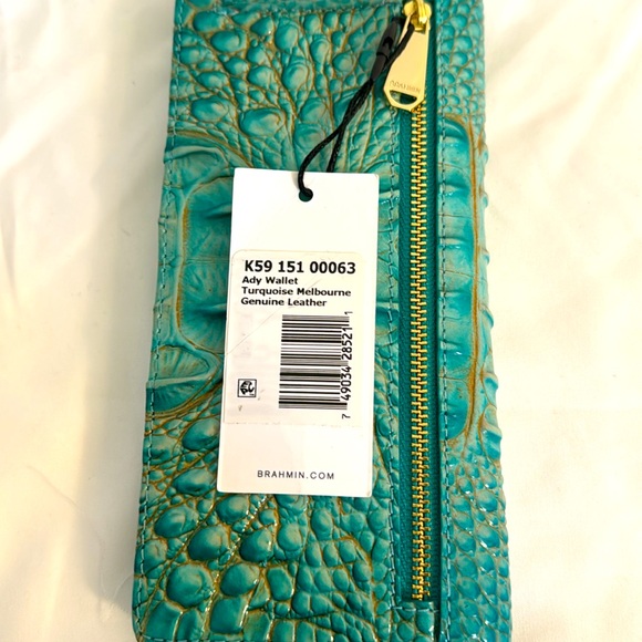 NWT Brahmin Ady Wallet in Turquoise Melbourne Leather - Picture 3 of 3